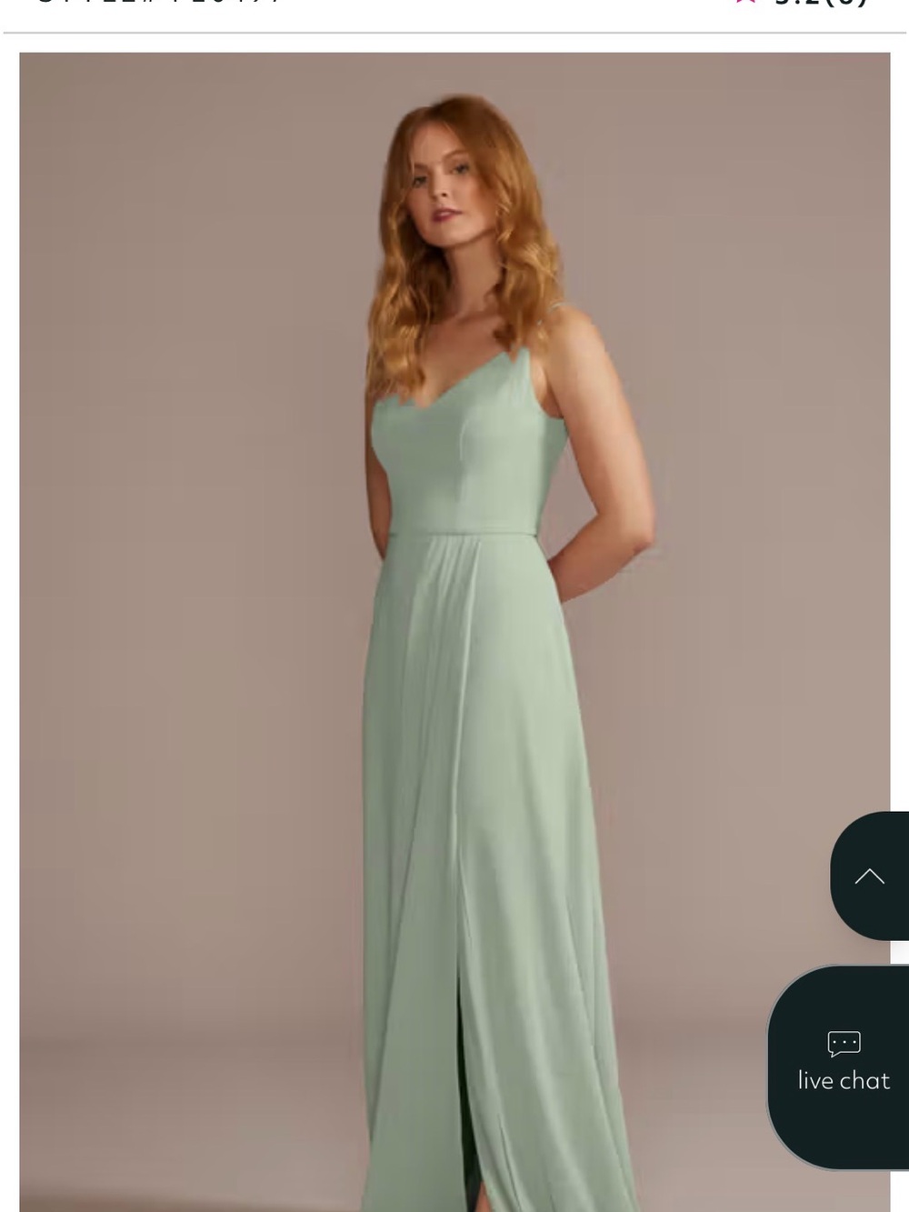 David's Bridal Sage Green V-Neck Maxi Dress